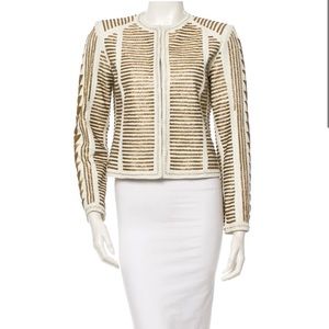 White and gold-tone Alice + Olivia leather jacket